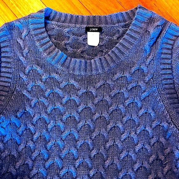 J.Crew Classic Blue Cable-Knit Crewneck Sweater - Picture 3 of 12